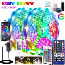 LED전구 LED 스트립 조명 RGBW RGB 5050 Led 조명 60LEDm Wifi Alexa 제어 방수 유연한 리본 램프 테이프 Luces Led 룸 장식, With IR Controller, 10M Waterproof, 5050 RGB 60LEDs 1M