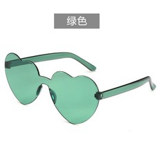 【無品牌】-愛心太陽眼鏡 桃心太陽鏡 果凍色無框心型連體眼鏡 炫目色彩眼鏡