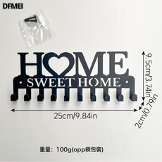 DFMEI 金屬掛鉤置物架牆面掛衣鉤牆上固定創意家居裝飾鑰匙收納, 1個, sweethome愛心字母款:如圖