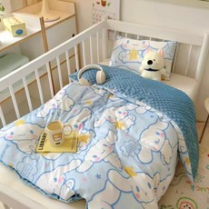 산리오 캐릭터 큐티 시나모롤 헬로키티 사계절 극세사 이불 베개 세트 +Integrated International Trade Co. Ltd 머리핀, 4 시나모롤