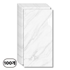 에이제이케이 붙이는 벽지 접착식 데코 타일 폼블럭 대리석 타일시트지 300x600mm, 비앙코 화이트, 100개