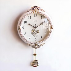 Seoun Art La Vita 貓頭鷹擺錘掛鐘, 白色 + 金色