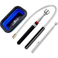 망원경 자석 도구 유연한 구부릴 수 픽업 스틱 차고 작업장 수리를 접이식 부품 이가 포함된 LETINE 세트 - 파란색, 15LBS&4PCS