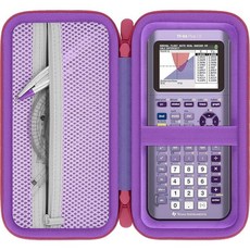 Baval Texas Instruments TI-84 Plus CE/TI-84 플러스/TI-Nspire CX II CAS/TI-Nspire CX II/TI-83 플러스/TI-8, 퍼플 케이스, 로즈 레드 지퍼