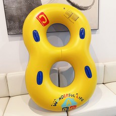 DFMEI 漂流游泳圈雙人浮圈男女大人8字泳圈漂流成人加厚救生圈滑水, 1個, 雙人8字圈