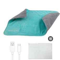 石墨烯電熱毯 - 發熱保暖墊 毛絨發熱毯 USB電加熱毯 - 家用熱敷暖手暖腳神器, 加热垫绿宝石+收納袋+线（無電源）