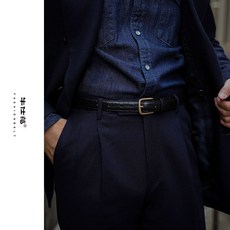 牛仕范 绅士风 真皮头层牛皮 细窄版裤腰带, 雅緻黑