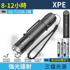 迷你強光手電筒 伸縮變焦 口袋燈 露營燈 工作燈 家用, 1個, 2電 微笑鯊 SD-7115B-可調焦