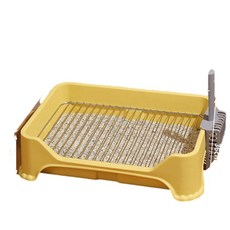 防踩屎不鏽鋼網架狗廁所盆 寵物用品 附鏟子, 18mm網格 黃色, 1個