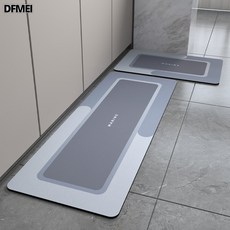 DFMEI 廚房地墊吸水吸油防滑耐髒家用地毯長條墊子免洗可擦防水防油腳墊, 1個, 七彩皮廚房墊-莫蘭迪方形淺藍