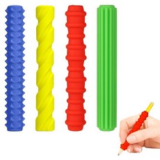 어린이 및 성인용 감각 연필 그립 세트 실리콘 연필 슬리브 자폐증 및 ADHD를 위한 교육 도구 필기 드로잉 및 색칠 인체 공학적 오른손잡이 또는 왼손잡이 사용 (랜덤, 멀티컬러1