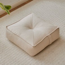 懶人坐墊 蒲團 榻榻米地墊 家用客廳學生飄窗墊, 方形米白(加厚雪花絨/透氣親膚),直徑50高15【EPS流動顆粒/飽滿填充 × 1個