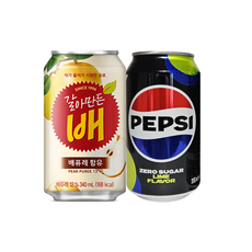 해태 갈아만든 배 펩시제로 뚱캔 3캔씩 340ml x 6캔