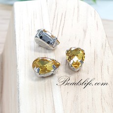 물방울 모양 글라스 캡보석 백금도금, 18*25mm(5개), 시트린, 1개