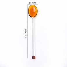 유리 디저트 스푼 커피 머들러 칵테일 티 투명 퓨어스틱 19가지 스타일, 오발헤드E_브라운, 1개