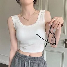 여성 크롭 민소매 나시탑