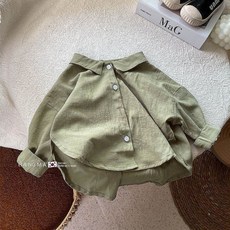 小不點兒 兒童春季新款2023 韓版純棉寶寶寬鬆闊形翻領襯衫 90-120cm