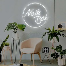 벽네온사인 네온사인등 LED 네일 살롱 실내 벽 장식 조명, H_네일아트 60X62CM 화이트