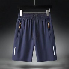 男士五分冰絲速乾運動休閒短褲, 藍色,2XL 155-170