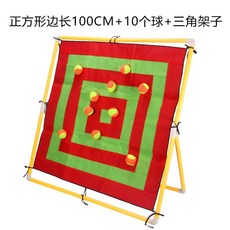 공던지기 찍찍이 후크볼 끈적 놀이 소프트볼 표적, 황백색/빨간색/녹색 100CM 10구 삼각대, 1개, 빨강/녹색 100cm 10구 삼각대