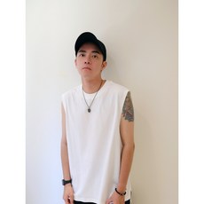 NY 240g純棉親膚吸汗寬肩背心 下襬開叉無袖素面休閒居家戶外健身運動寬鬆百搭
