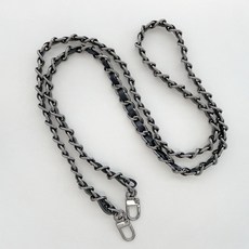 헤세드 국산) 블랙실버체인 가죽 체인 가방줄 가방스트랩 (110cm~130cm), 1개