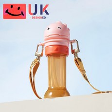 兒童防嗆水瓶蓋 吸管蓋 轉換吸管 瓶蓋轉接頭 寶寶新款簡約時尚瓶蓋吸管轉接頭 通用喝水神器 水瓶轉換嘴頭帽 礦泉水吸管蓋, 達克沃粉龍+背帶, 1個