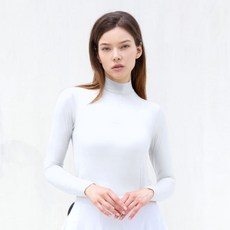 AVAVE 여성 하이넥 냉감 이너웨어 골프 파크골프 쿨 티셔츠 화이트