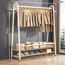 심플 스탠드 행거 옷걸이 선반형 이동식 옷수납 정리 행거 침실 드레스룸 정리대, 우유화이트 120x170 업그레이드 이중