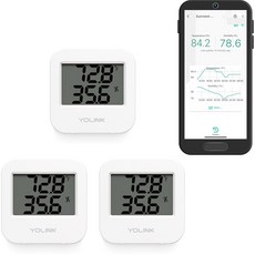 YoLink 스마트 무선 온도 및 습도 센서 냉장고 온실 애완동물 케이지 앱 알림 이메일 문자/SMS 알림 - 허브 필요, 3-Pack without Hub