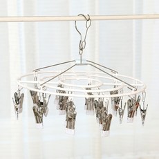 콜콜러브 스텐 행거형 집게건조대 18집게 다용도 바람막이 양말건조대 내복걸이 집게건조대, 1개, 화이트