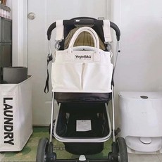 日本 VegieBAG 媽咪包 大容量手提多功能母嬰斜挎包 媽媽托特帆布包, 原版❤米色橫款中號【送童車掛鉤】