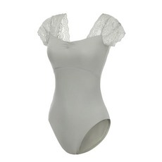 Lanbodance 여성용 반소매 레오타드 발레 댄스 성인 발레리나 댄스 코스튬 라벤더 레이스