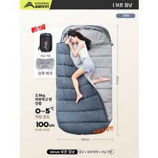 겨울 침낭 보온 겨울침낭 이불형 휴대 간편, 1개, 편안한 수면 2.5kg 그레이 + 누름