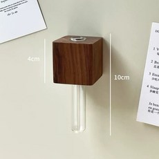 有感選物 台灣現貨 磁吸冰箱貼 木質磁吸花瓶 試管花瓶, 胡桃木+玻璃試管