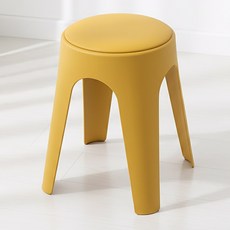 르엘 이음 원형 쿠션 스툴 간이 의자, 1개, 머스타드