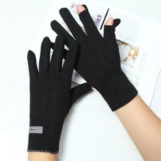 女士秋冬季保暖防寒兩指翻蓋半指手套 戶外騎行彈力手套