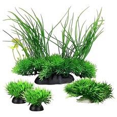 East Leaf 수족관 인공 수초 장식 수족관 은신처 가짜 장식 금붕어 열대어 3종 4개 세트, 1개