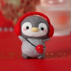 펭귄 양모 펠트 동물 찌름 재미 Diy 자수 바느질 귀여운 수제 DIY 재미 있은 연인 재료 패키지 커플 선물, 6, 1개
