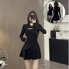 여성 절개라인 투피스 출근룩 가을 정장 치마 세트 하객룩