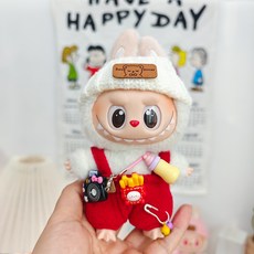 1대 2대 3대 라부부 큐티 옷 액세서리 라부부 멜빵바지 후드 캐릭터 카메라 세트, 세트1(멜빵바지+모자+캐릭터 카메라)