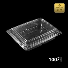 버디팩 PET 투명 사각 용기 700ml 샐러드 과일 반찬 김밥 MT-212, 100세트, 1개