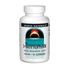 SOURCE NATURALS L-色胺酸補充膠囊 500mg, 30顆, 1罐