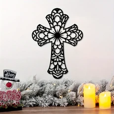 창의적인 십자가 장식 금속 벽면 예술품 현대적인 걸기 장식 정교하고 복고적인 장식 걸기 십자형 벽면 장식품, black