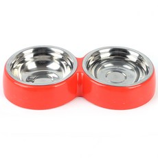 2구 원형 애완용 스틸 식기