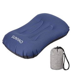 SUNYAO 초경량 공기 주입식 캠핑 베개 - 캠핑 배낭여행 하이킹 중 목과 요추 지지력을 위한 압축 가능 컴팩트 주입 편안함 인체 공학적, 1 Count (Pack of 1), 다크 블루 1팩
