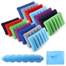 Geelin 14피스 공기 주입식 캠핑 베개 46.5 x 29.9cm(18.5 11.8인치) 휴대용 컴팩트 플록 패브릭 에어 여행 하이킹 홈 오피스 수면 목 머리 요추 지지대, 1개