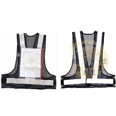 大力專業五金 反光背心 日式A4附袋 V型反光衣 網狀透氣可調式反光背心, 藍底白條, 1個