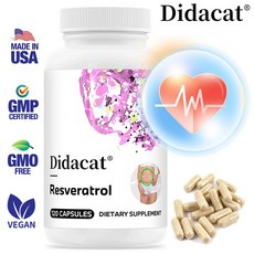 레스베라트롤 캡슐 - 나이아신아마이드 뉴클레오사이드 케르세틴 식물체 및 트랜스 레스베라트롤 - 건강한 노화 메틸화 세포 에너지 생성 및 신진대사 지원, 2개, 60회분