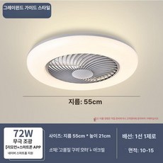 수친담마켓 실링팬조명 선풍기 안방 조명 공기순환, 그레이 55cm 티몰정링(별매), 기본 색상